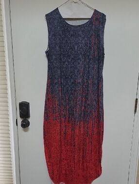 Sleeveless Ombre Midi Dress - Red and Navy